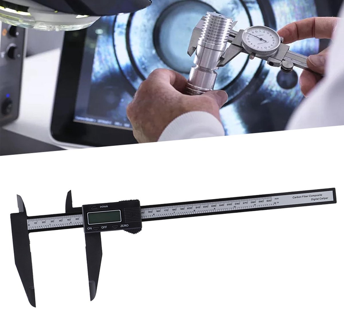 Dailygoods - Digitale Caliper - Nauwkeurige Carbon Meter - 150mm/300mm - Perfect voor School - Houtbewerking Gereedschap - Ideaal voor Precisiewerk -...