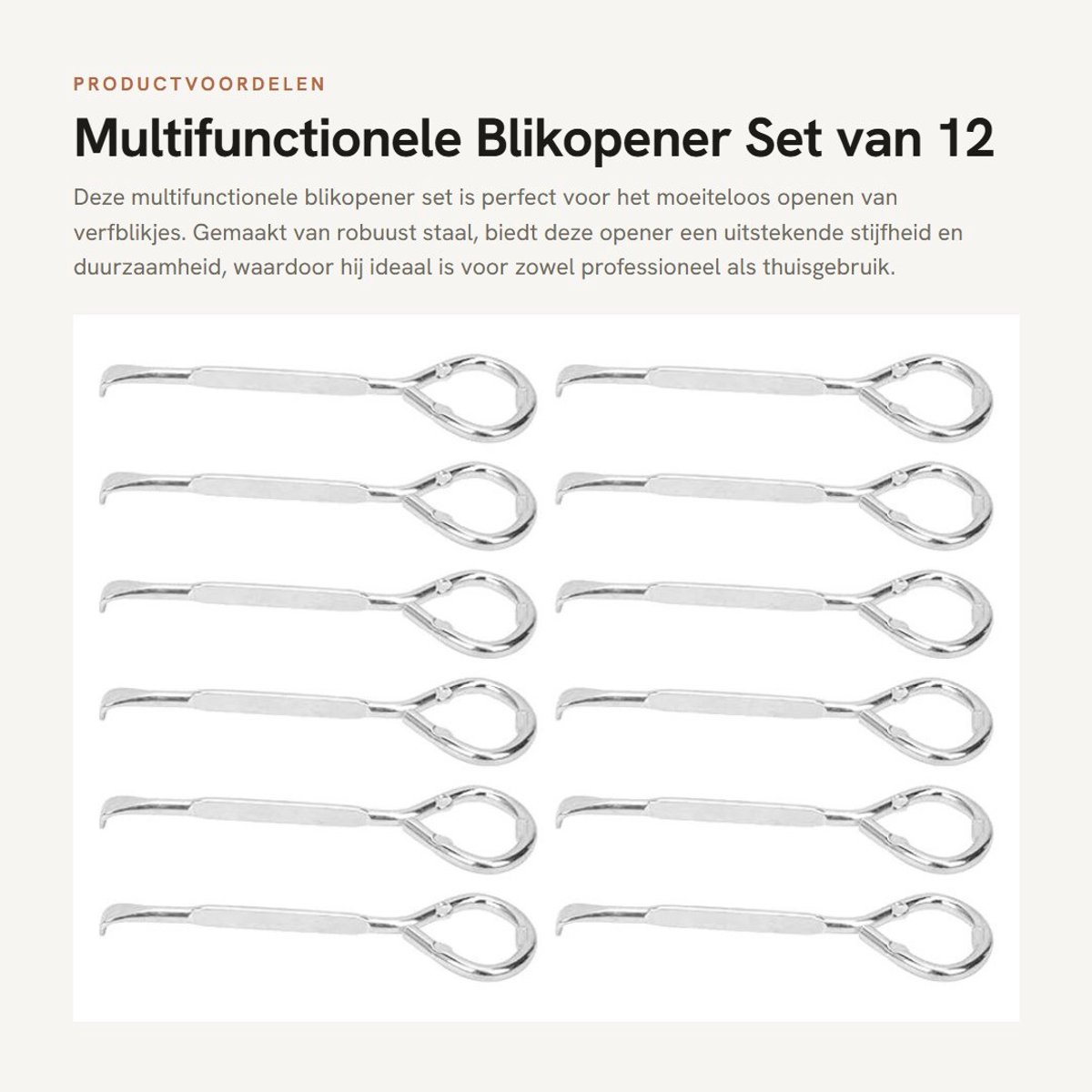 Dailygoods- Blikopener 12 Stuks - Stalen Blikopener - Efficiënt Ontwerp - Robuuste Kwaliteit - Snelle Werking - Lange Levensduur - Verfblikopener