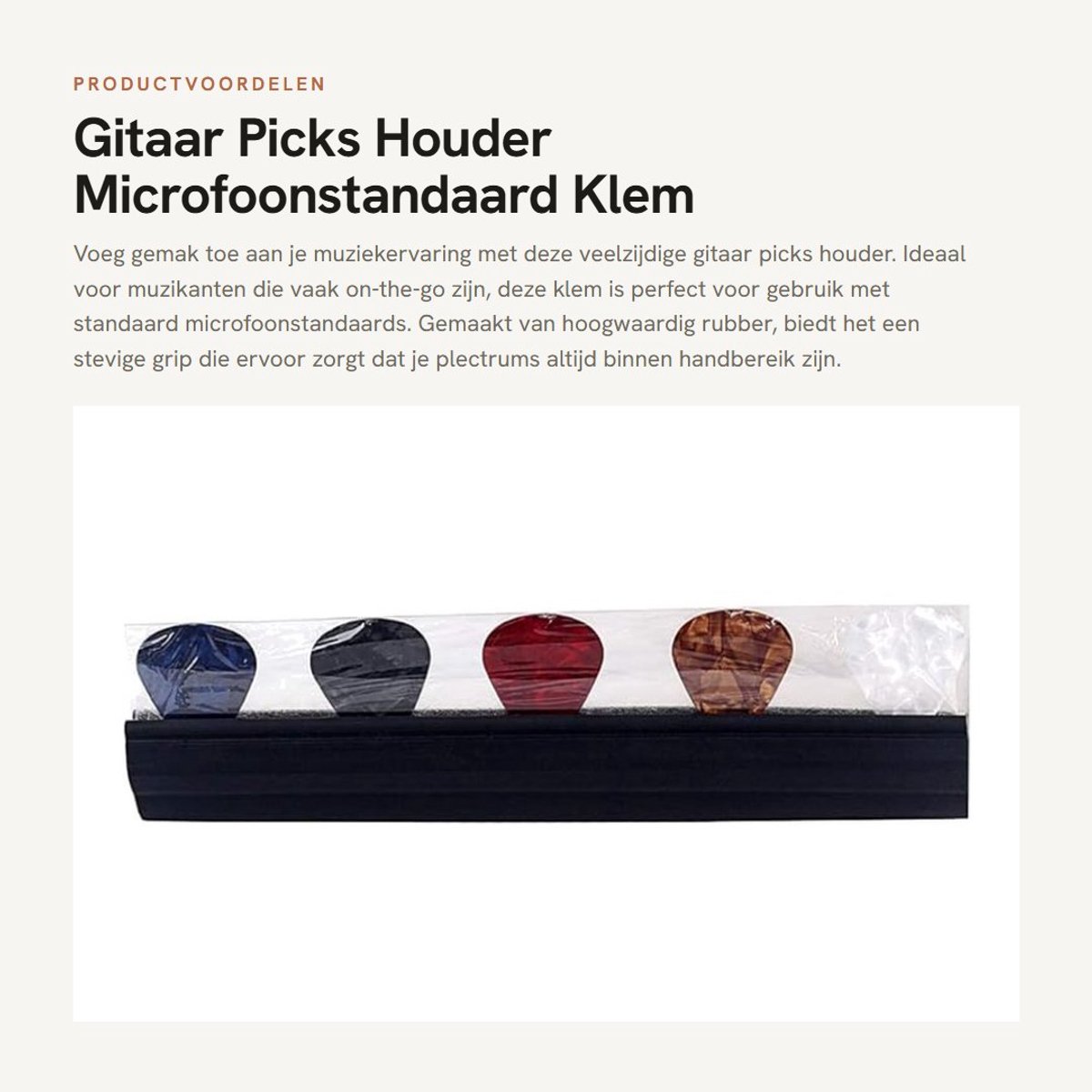 Dailygoods- Plectrums Houder met 5 Stuks Plectrums - Microfoonstandaard Bevestiging - Lichtgewicht Rubber - Eenvoudige Installatie - Stevige Grip - Mixkleur - Gitaarpickhouder