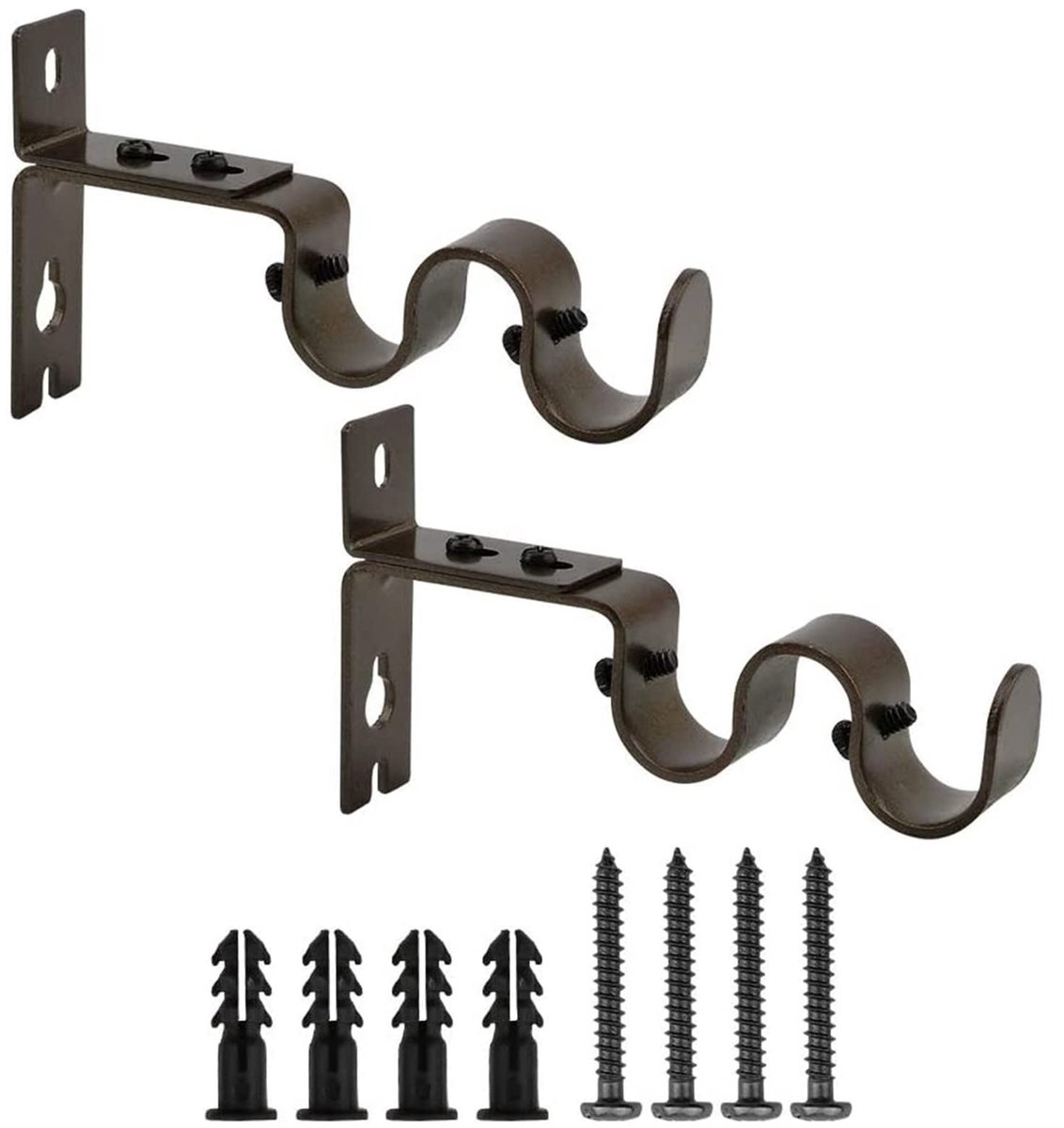 Dailygoods- Gordijnroedehouder Stevig - Verstelbaar - Dubbele Roede Houder - 2 Stuks - Inclusief Schroeven/Expansiebuizen - Totale Lengte 12,5 cm - Gordijnbeugel