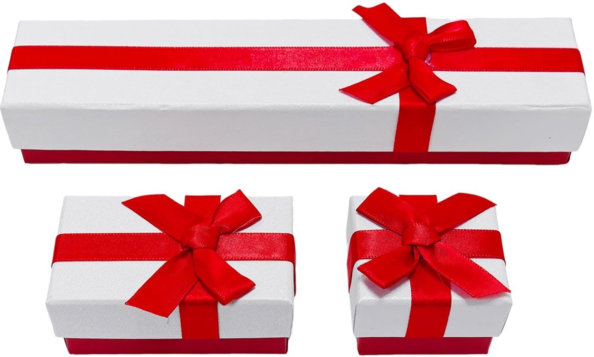 Dailygoods- Geschenkdoos 3 stuks - Cadeauverpakking - Sieradendoos - Eenvoudig design - Milieuvriendelijk papier - Afmetingen 5x5x3 cm/5x8x3 cm/22x5x3 cm