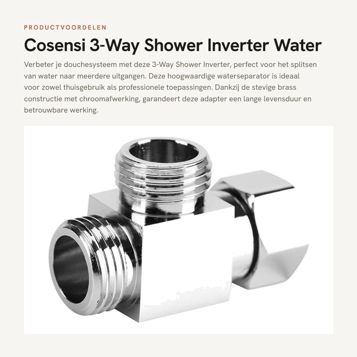 Dailygoods - 3-Way Shower Inverter - Water Separator - Hoogwaardige kwaliteit - Chrome - Douche adapter - Ideaal voor elke badkamer - G1/2 inch