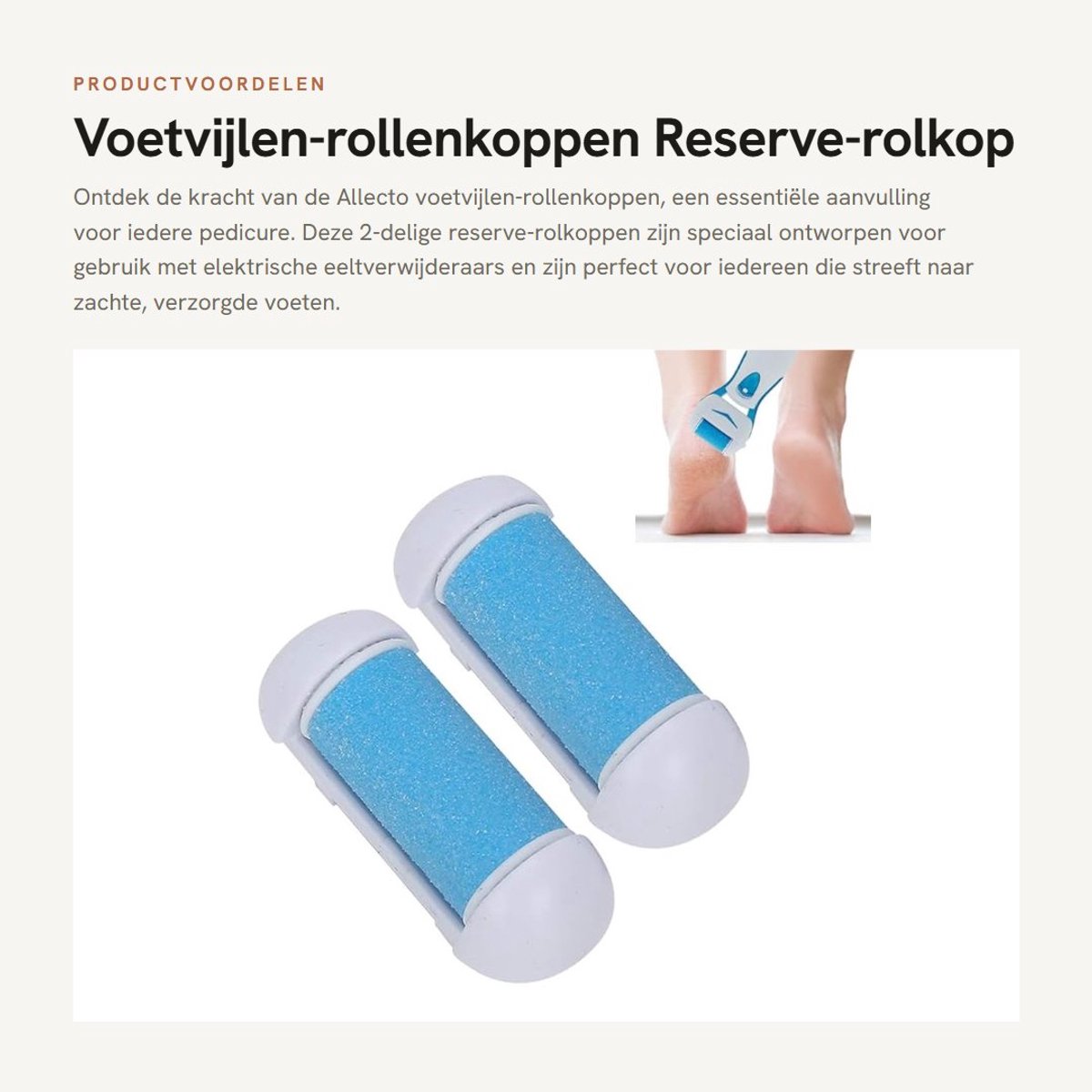 Dailygoods - Voetvijlen-rollenkoppen - Reserve-rolkop - Professionele pedicure-gereedschapsset - 2-delig - Eeltverwijderaar - Geschikt voor voeten - K...