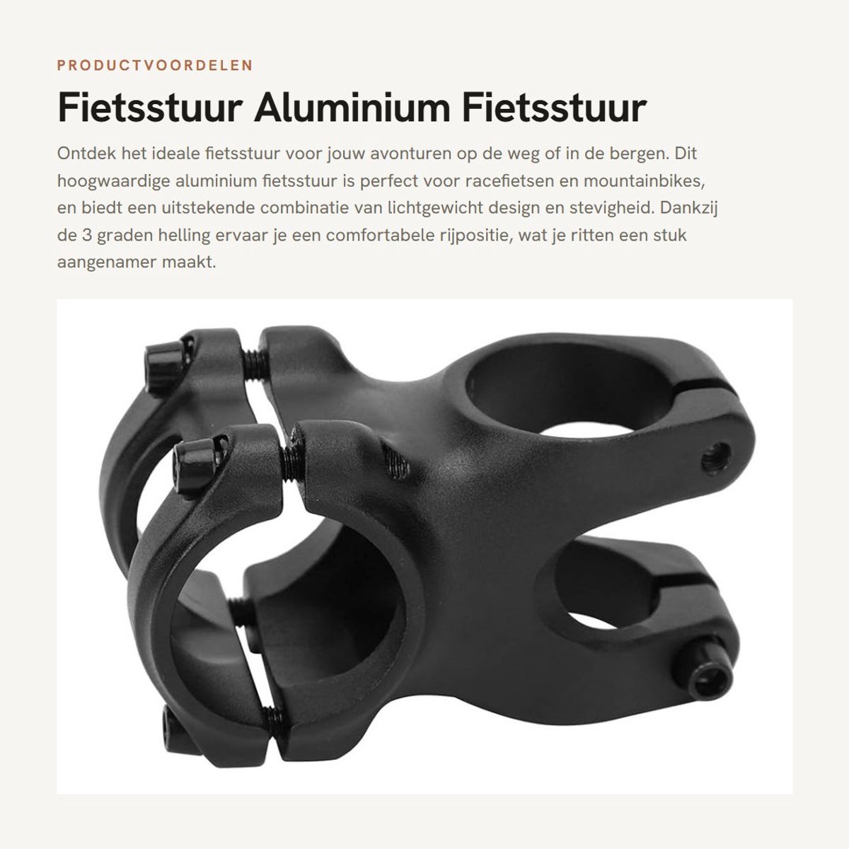 Dailygoods- Fietsstuur 40MM 3 Graden - Lichtgewicht 6061 T6 Aluminium - Geschikt voor 31,8 mm - Zandstraaleffect - Eenvoudig te installeren - Geschikt voor racefietsen/mountainbikes - Stuurpen