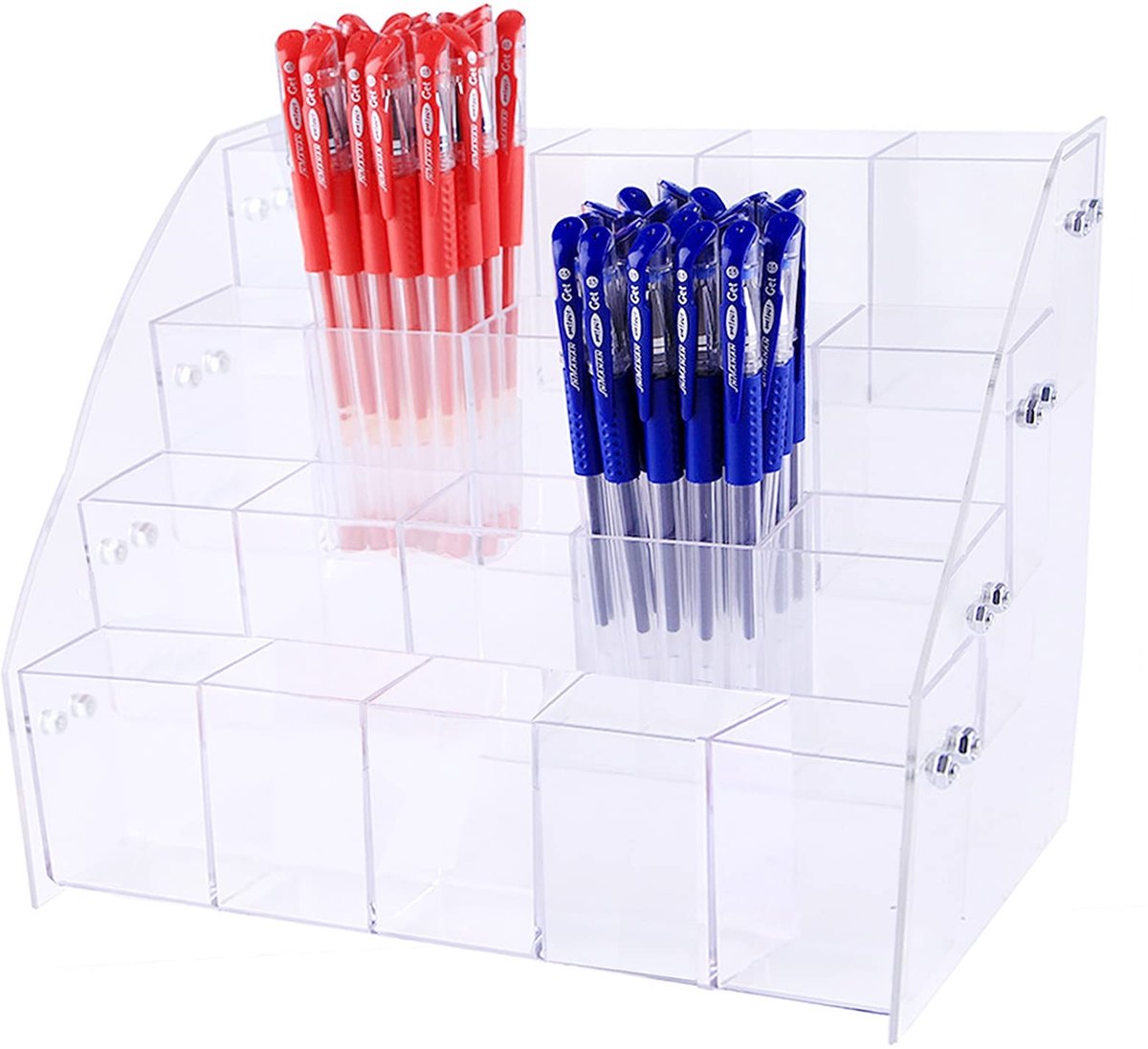 Dailygoods- Pennenhouder Transparant - Bureau Organizer - Penhouder met 4 Niveaus - Acryl Kunststof - Draagbaar - Hoogwaardige Capaciteit