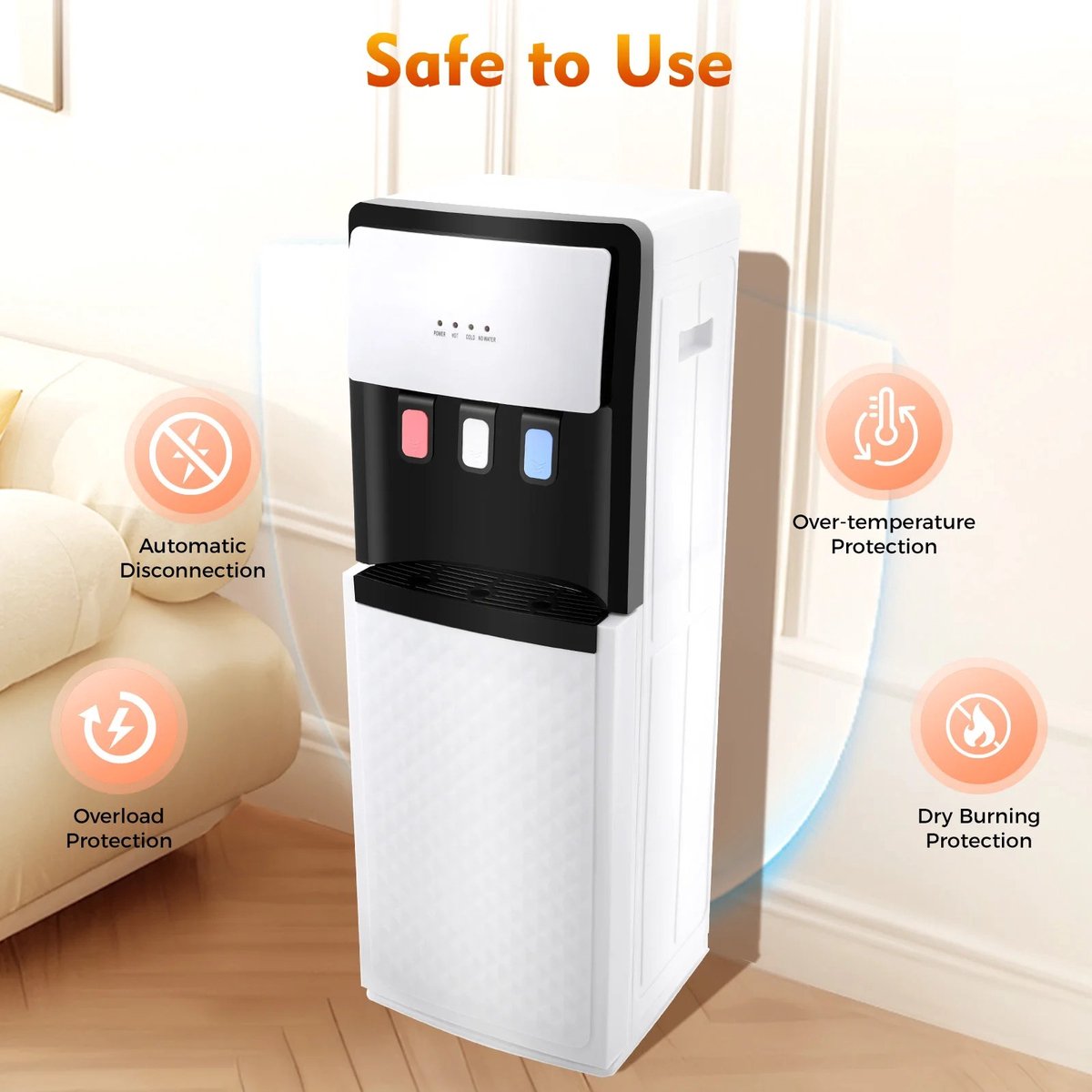 Dailygoods 500W Bodemvullende waterdispenser, warm & koud staande waterdispenser, huishoudelijke verticale koel- en verw