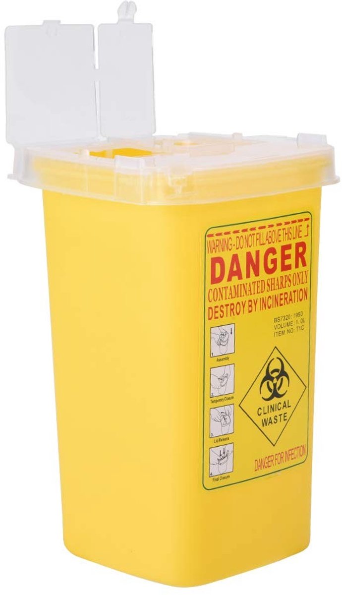 Dailygoods - Tattoo Medische Scherpen Container - Veilig Naalden Afval - Compact 1L - Geel - Wegwerp Textiel Prullenbak