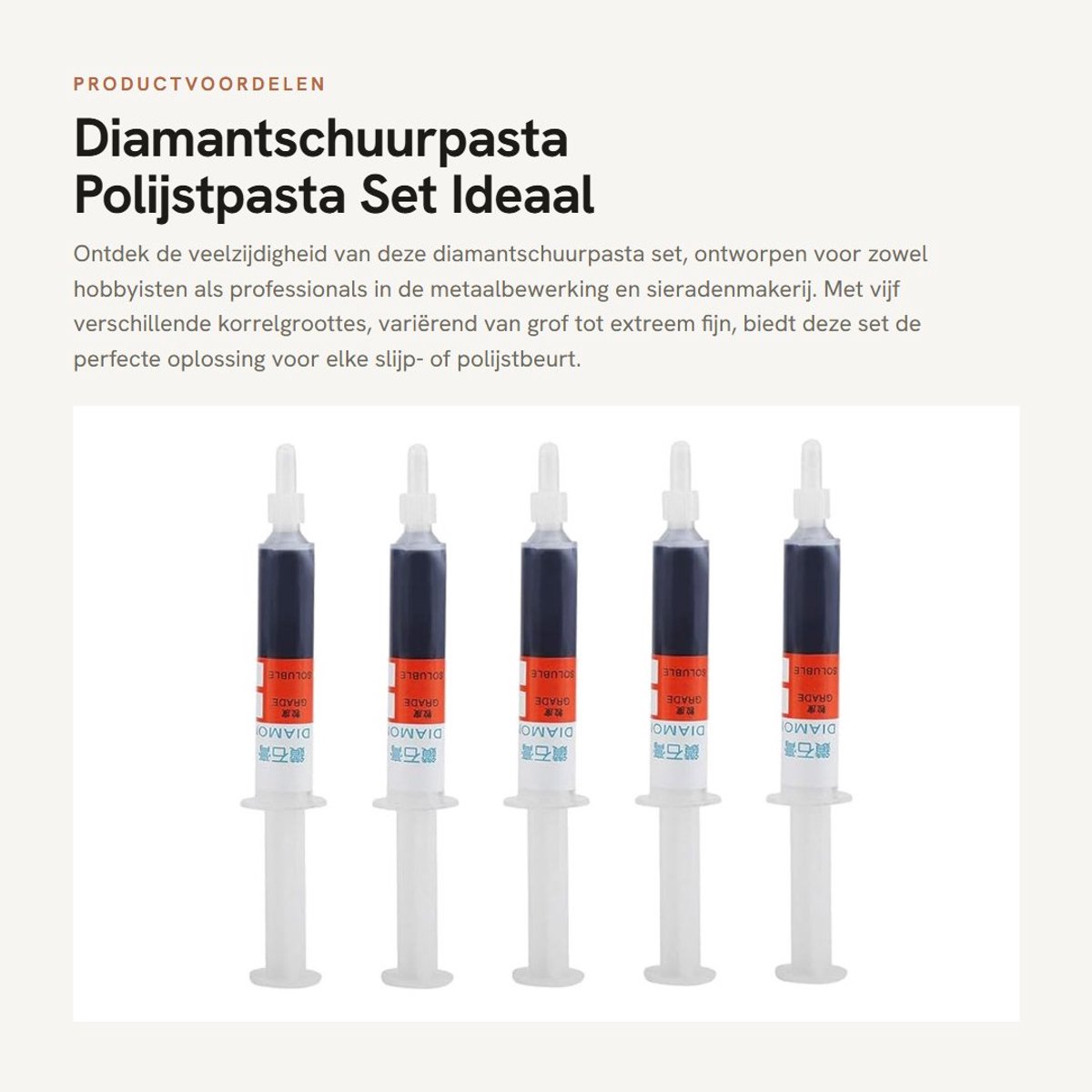 Dailygoods- Polijstpasta 5 Stk/set - Diamantschuurpasta - Grof/slijpen - Normaal/fijn polijsten - Spiegelpolijsten - Olie oplosbaar schuurmiddel - Afmetingen 95x15 mm - Slijpmiddel
