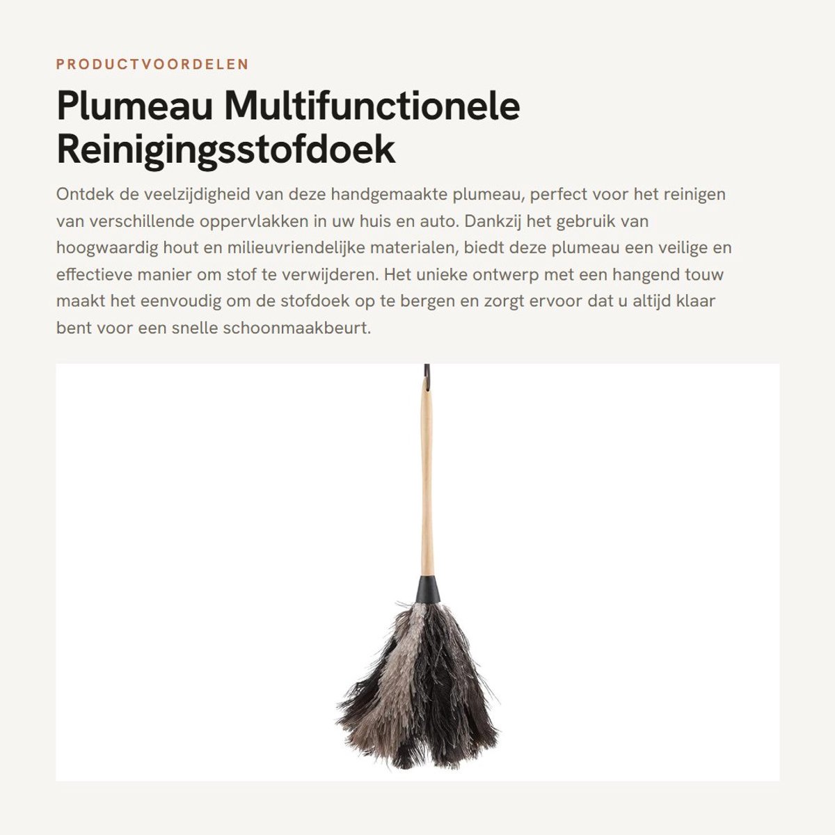 Dailygoods - Plumeau - Multifunctionele Reinigingsstofdoek - Handgemaakt - Wasbaar - Houten Steel - Niet-elektrostatisch - Geschikt voor Televisie en...