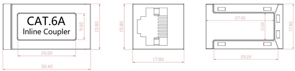 LAN Koppelaar - RJ45 Connector - Netwerk Uitbreiden - 10 Gigabit Snelheid - 4 Stuks - Metaal