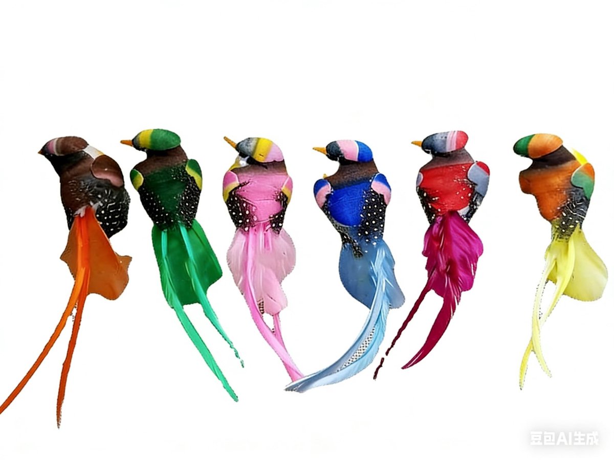 Dailygoods- Kunstvogels 6 Stuks - Kunstmatige Vogelornamenten - Vogeldecoratie Voor Buiten - Kleurrijke Veren - Realistisch Ontwerp - 14 x 3 x 3 cm - Vogelornament