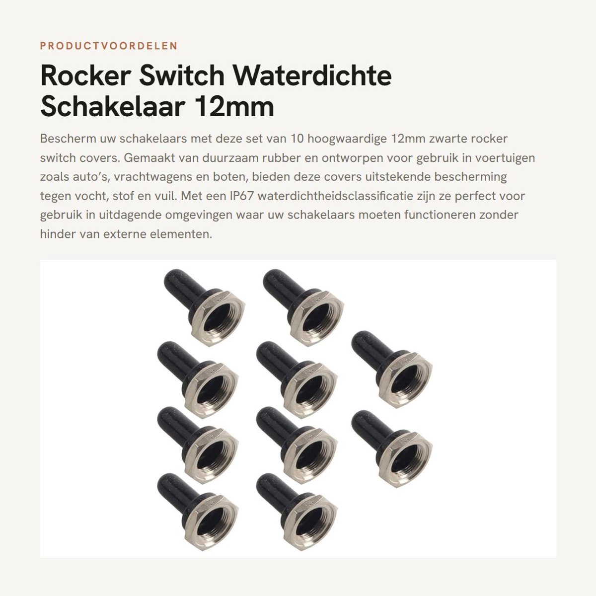 Dailygoods - Rocker Switch - Waterdichte Schakelaar - 12mm Formaat - Zwart - Voor Auto en Boot - Geschikt voor Truck - Compacte Schakelaar
