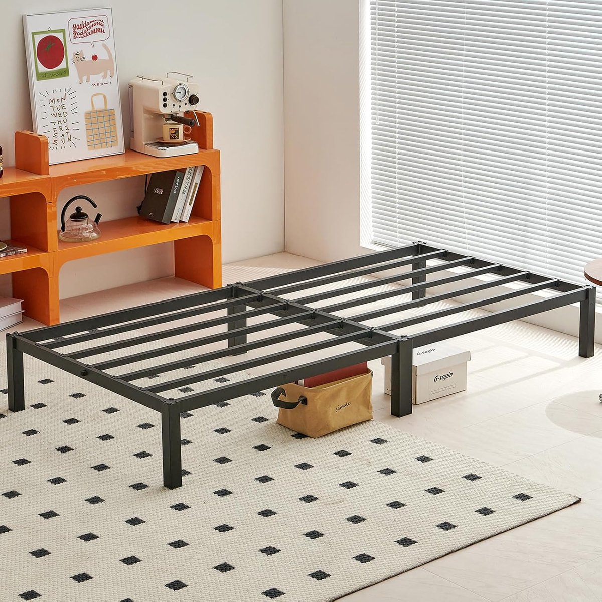 Metalen Bedframe - Platform Bed - Slaapkamer Inrichting - Snelle Montage - 90 x 190 cm - Zwart