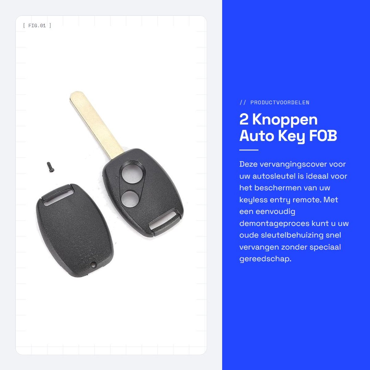 Dailygoods- Key Fob Case Eenvoudige Demontage - Vervangingshoes - Keyless Entry - Compact - Lichtgewicht - Professionele Lemmetsnede - Autosleutelbehuizing