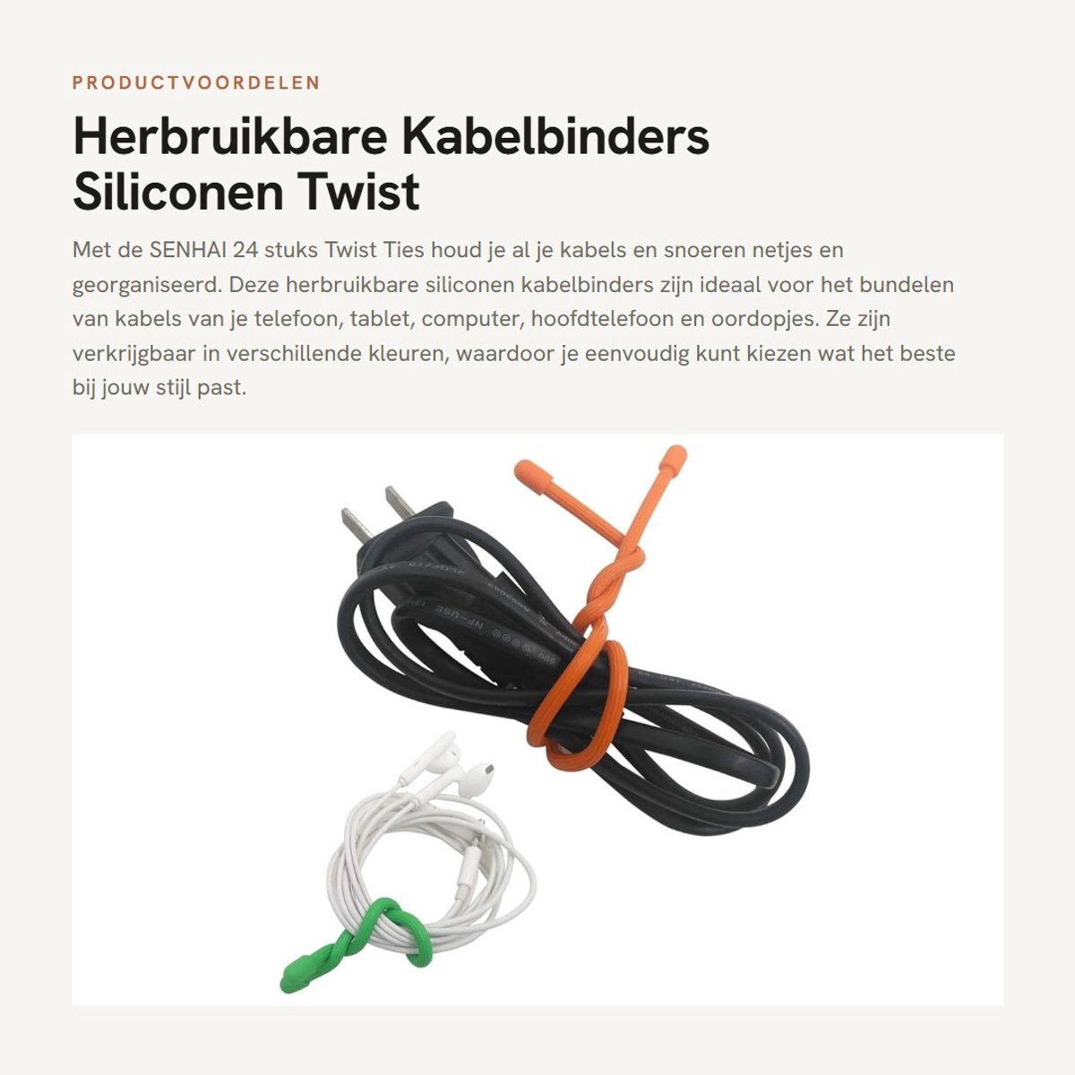 Dailygoods - Herbruikbare Kabelbinders - Siliconen Twist Ties - 24 Stuks - Multifunctioneel - Koordbeheer - Verschillende Kleuren