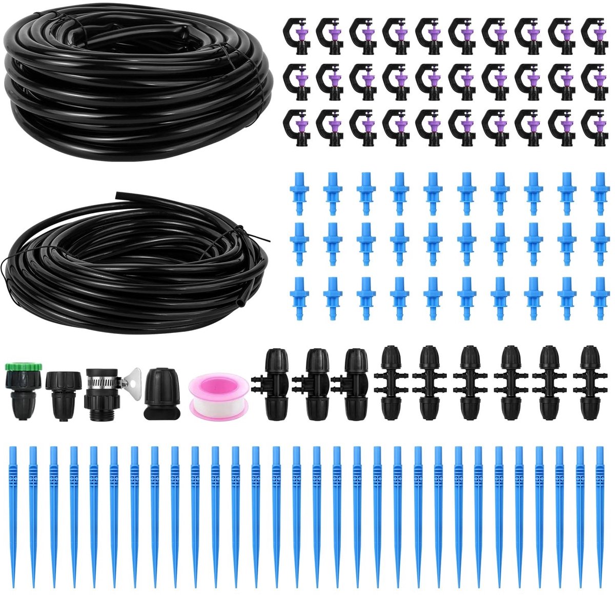 Dailygoods- Druppelirrigatie Kit 25 m - Tuin Irrigatiesysteem - Eenvoudige Aansluiting - Snelle Installatie - Waterbron Bevestiging - Lekpreventie - Tuinirrigatie