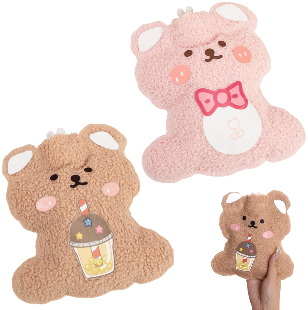 Dailygoods- Warmwaterkruik 0,5 l - Zachte Pluche Hoes - Draagbare Handwarmer - Cartoon Beer - Lekvrij - Geschikt voor Kinderen en Senioren - Warmwaterzak