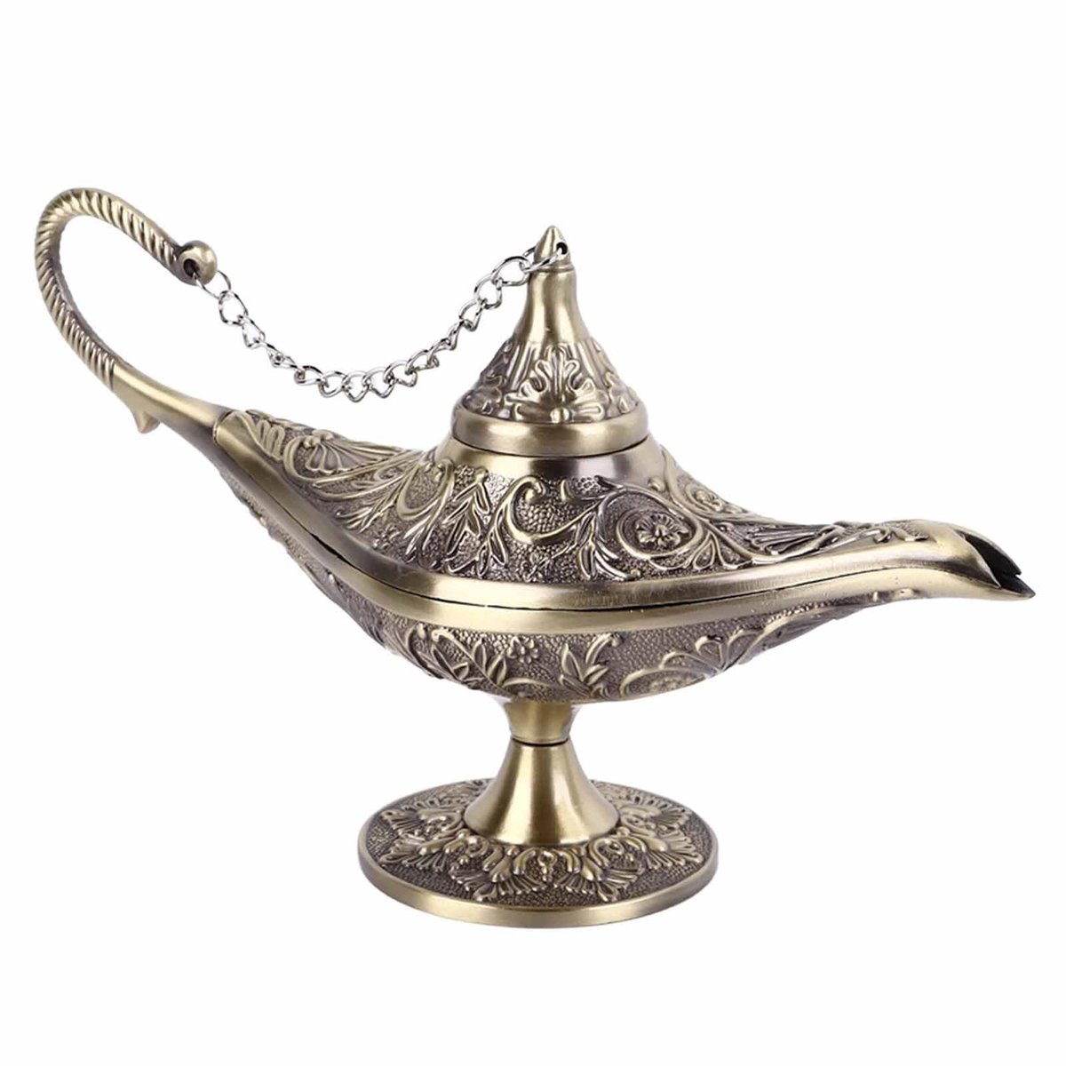 Dailygoods- Genie Lamp Vintage - Arabische Lamp - Zinklegering - Tafel Decor - Handgemaakt - 22 x 12 x 7,5 cm - Decoratieve Lamp