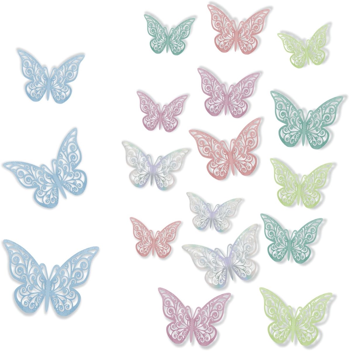Dailygoods- Vlinderstickers 3D - 72 Stuks - Muurstickers Kinderen - Decoraties - Gemengde Kleuren - Veiligheidswaarschuwing - Muursticker
