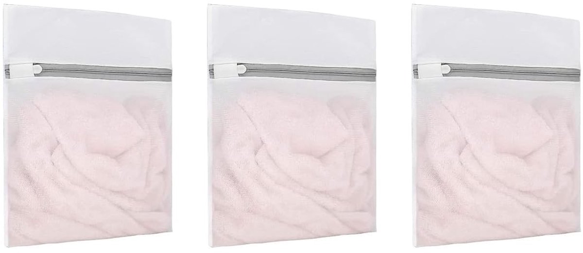 Dailygoods- Waszakken - 3-pack honingraat mesh - Ergonomisch ritssluiting - Voor delicate kleding - Lichtgewicht en compact - Milieuvriendelijk alternatief (30x23cm) - Wasnetjes