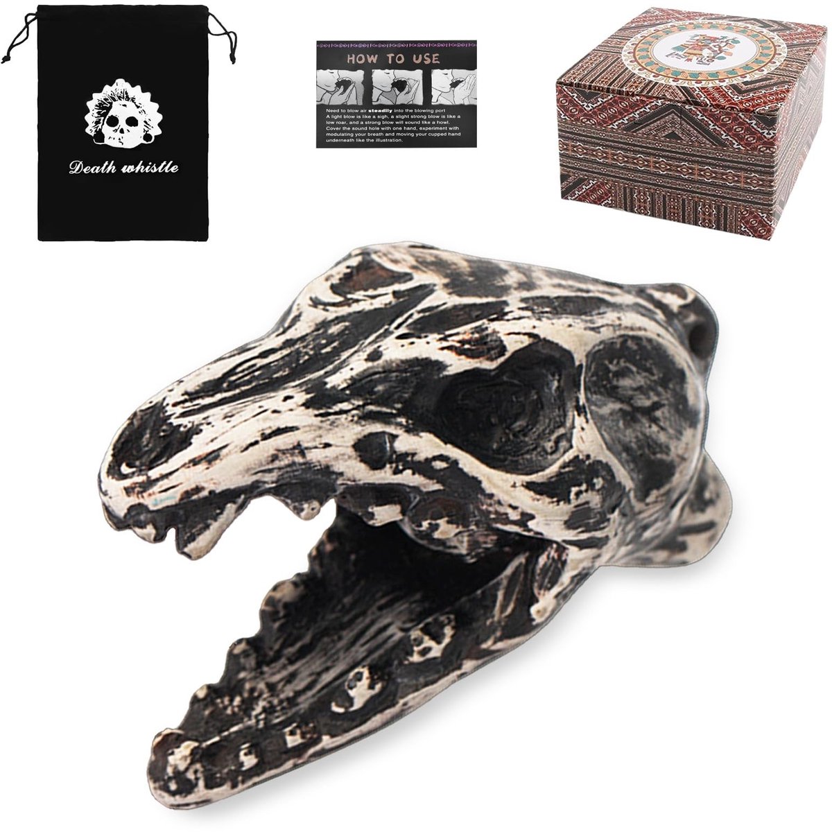 Dailygoods- Doodfluitje 125 decibel - Keramische Fluit - Horrordecoratie - Compact Ontwerp - Inclusief Opbergzak - Authentieke Uiterlijk - Fluitje