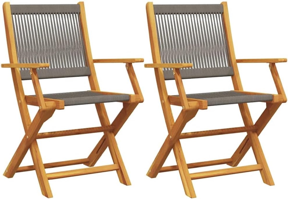 Tuinstoelen Set - Loungestoelen Buiten - Buiten Ontspannen - Massief Acacia Hout - 57x54x91 cm - Grijs