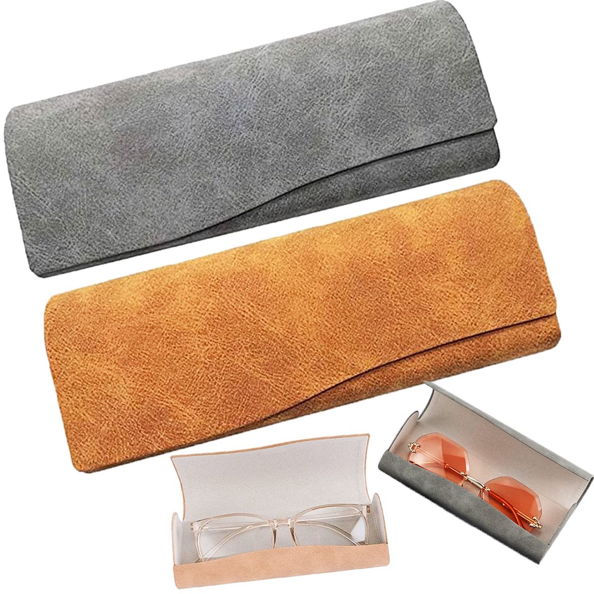 Dailygoods- Brillenkoker Robuust - Draagbare Brillenkoker - Lichtgewicht - Magnetische Sluiting - Zacht Leer - Bescherming tegen Krassen - Brillenetui