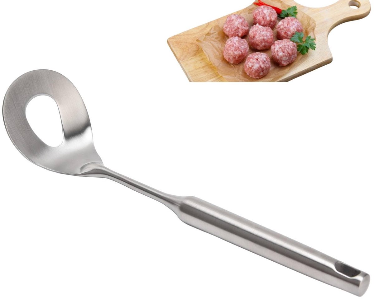 Dailygoods- Vleesbal Lepel Roestvrij Staal - Antistick Vleesbal Maker - Vleesbal Scoop - Lange Handvat - Keuken Tool - 2 Stuks
