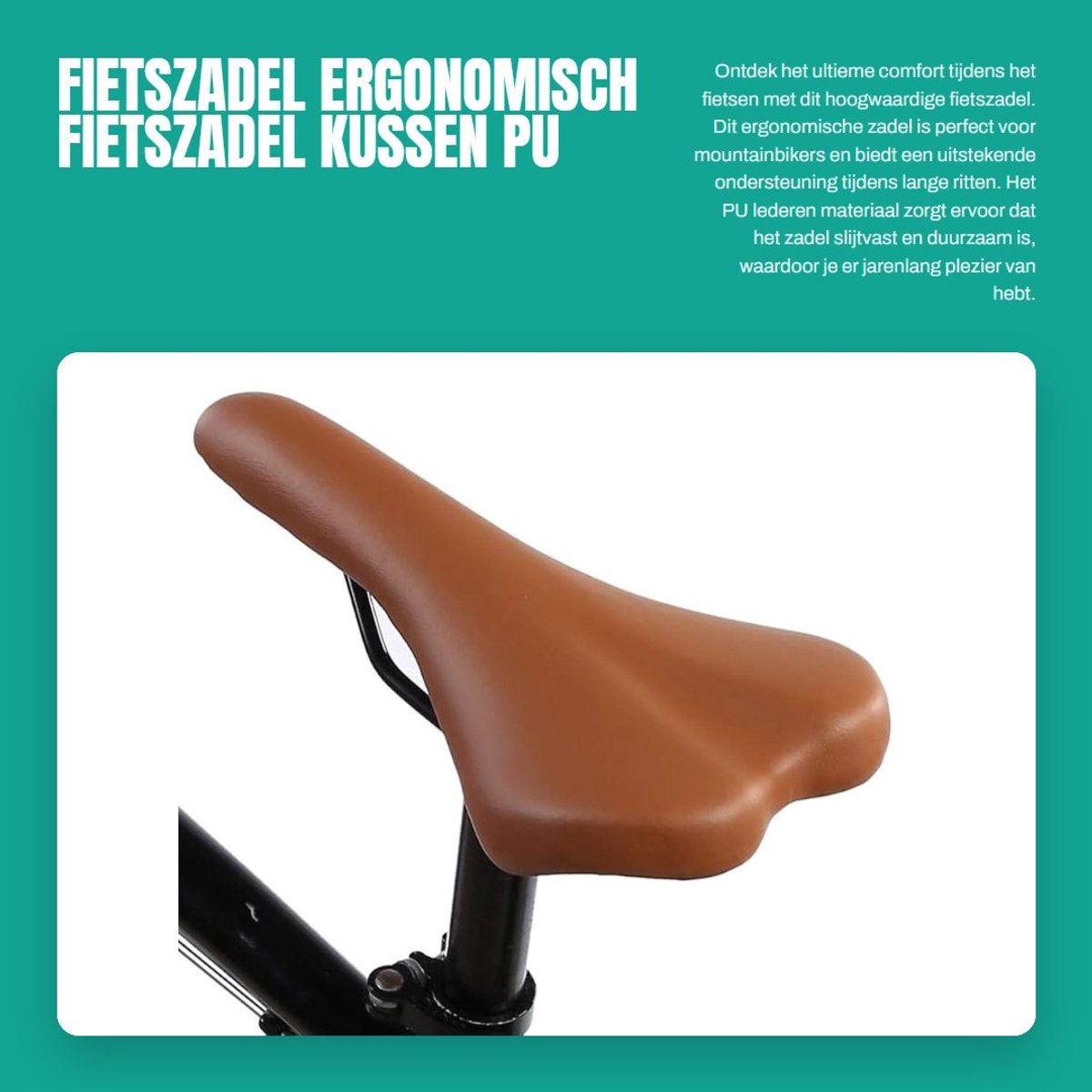 Dailygoods- Fietszadel Slijtvaste PU Lederen Kussen - MTB Fietsaccessoires - Comfortabel Fietszadel - Verstelbaar - Lichtgewicht - Duurzaam - Fietsstoel