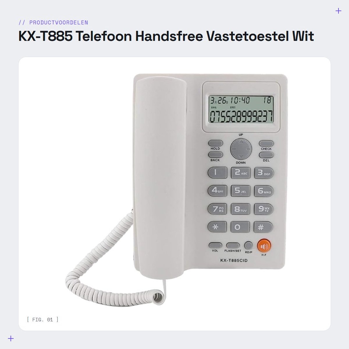 Dailygoods- Telefoon met bel-ID-weergave - Vaste Telefoon - Handsfree - Snelkeuze - Mute-schakeling - Betrouwbaar zonder batterij