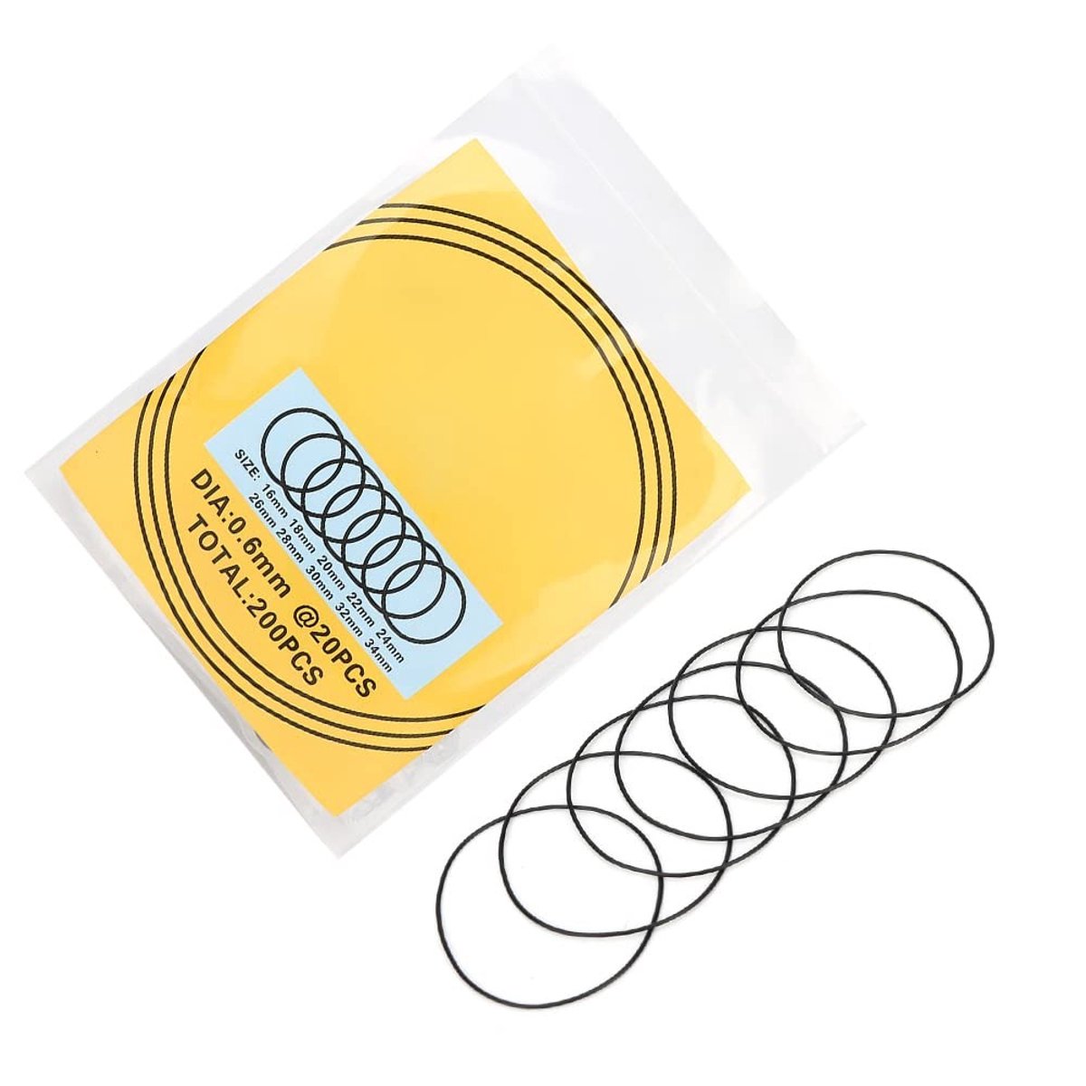 Dailygoods- O-ring 0.6mm - Rubber O-ringen - Waterdichte Ring - Set van 200 stuks - Flexibel en slijtvast - Geschikt voor horlogemakers - Horloge Gasket