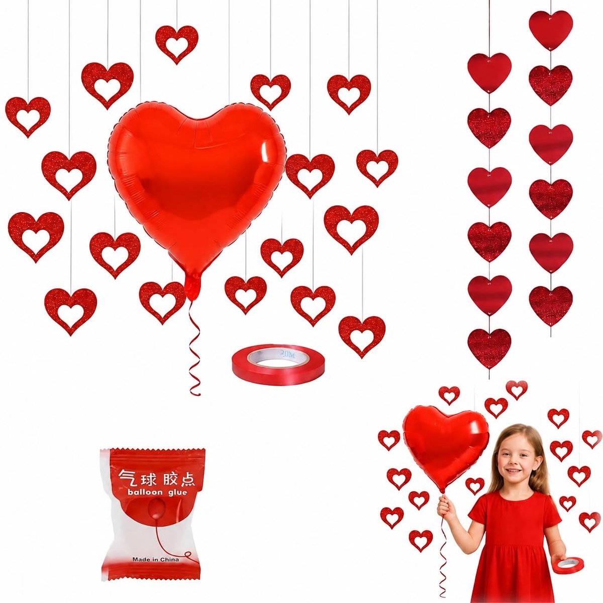 Dailygoods- Hartvormige Folieballon Set - 10 Stuks - 18 Inch - Romantische Ballondecoratie - Duurzaam PVC - Valentijnsdag Decoratie - Feestballonnen