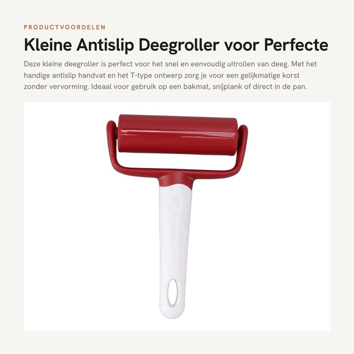 Dailygoods- Deegroller Antislip - Kleine Deegroller - Handbediening - Voor Pizza/Taart - Hangend Gatontwerp - Gelijkmatige Korst