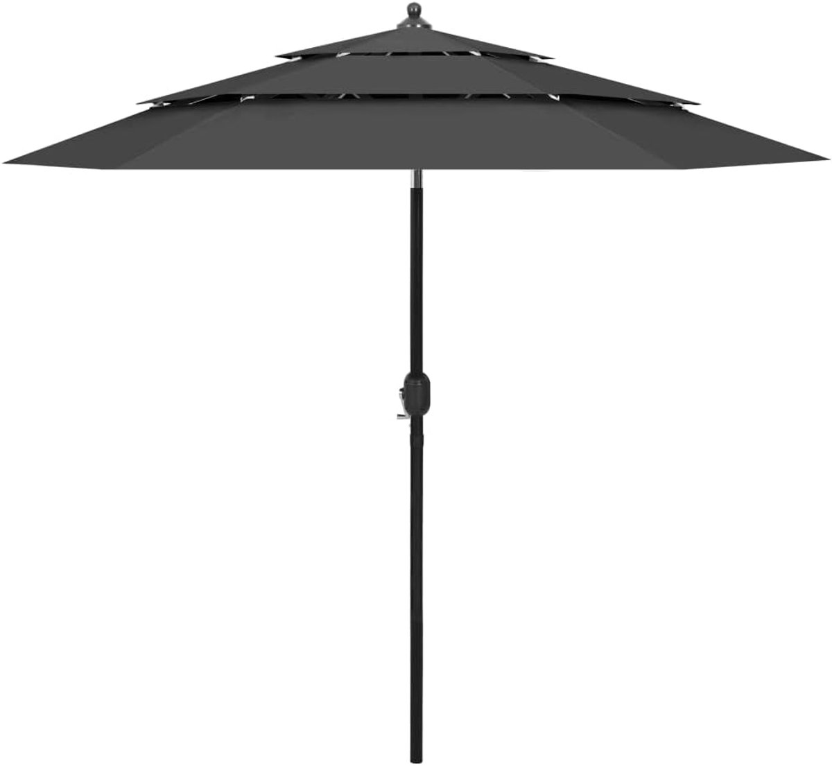 Parasol - Tuinparaplu Schaduwdoek - Zonwering Buiten - 3-laags UV Bescherming - 2.5 Meter Diameter - Antraciet
