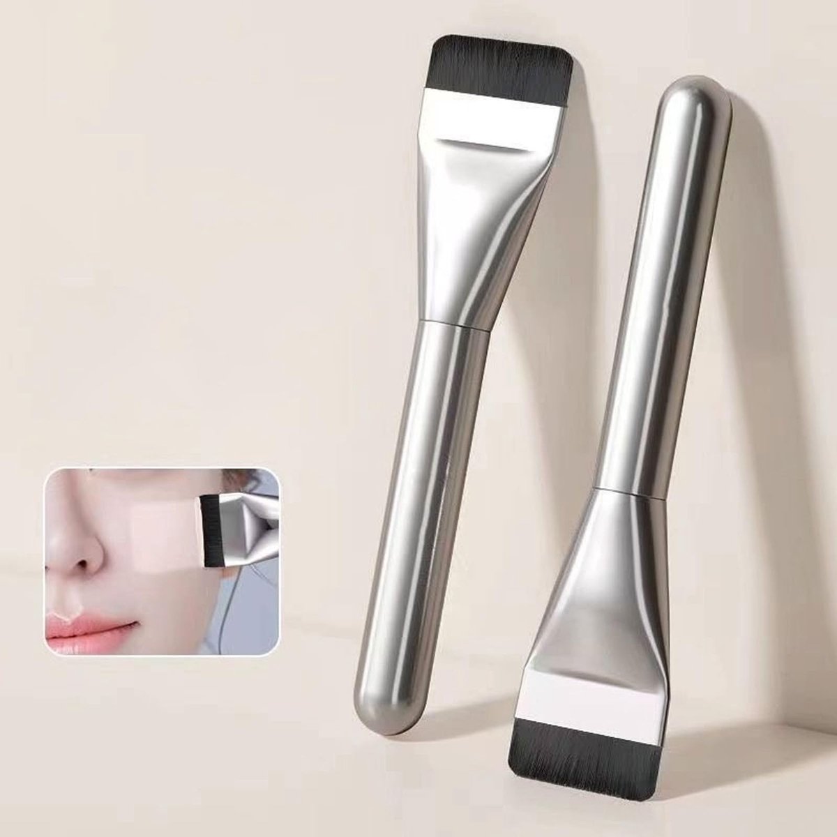 Dailygoods- Foundationkwasten Set - Ultra Dunne Kwast - Platte Make-upkwast - Concealerkwast - Huidvriendelijk Synthetisch Vezelhaar - Perfect voor Blenden - Make-upkwasten