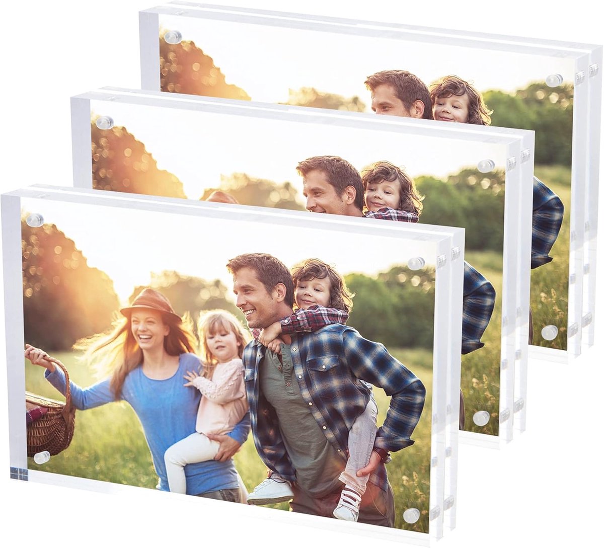 Magnetische Acryl Fotolijst 4x6 Inch - Dubbelzijdig Zwevend Display - 3 Stuks