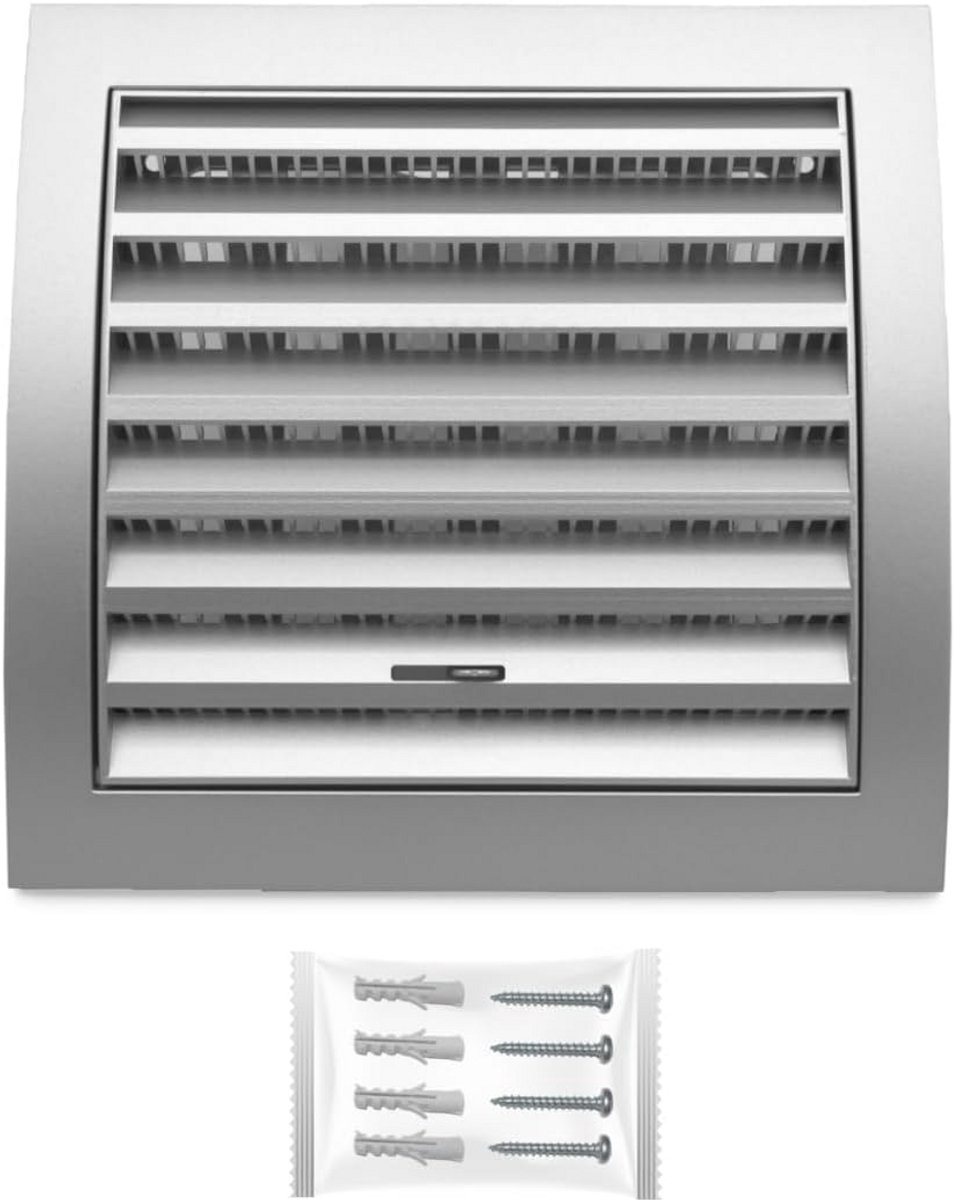 Ventilatie rooster - Afzuigkap rooster - Luchtstroom regelen - Met insectenwering - 150 x 150 mm - Zilver