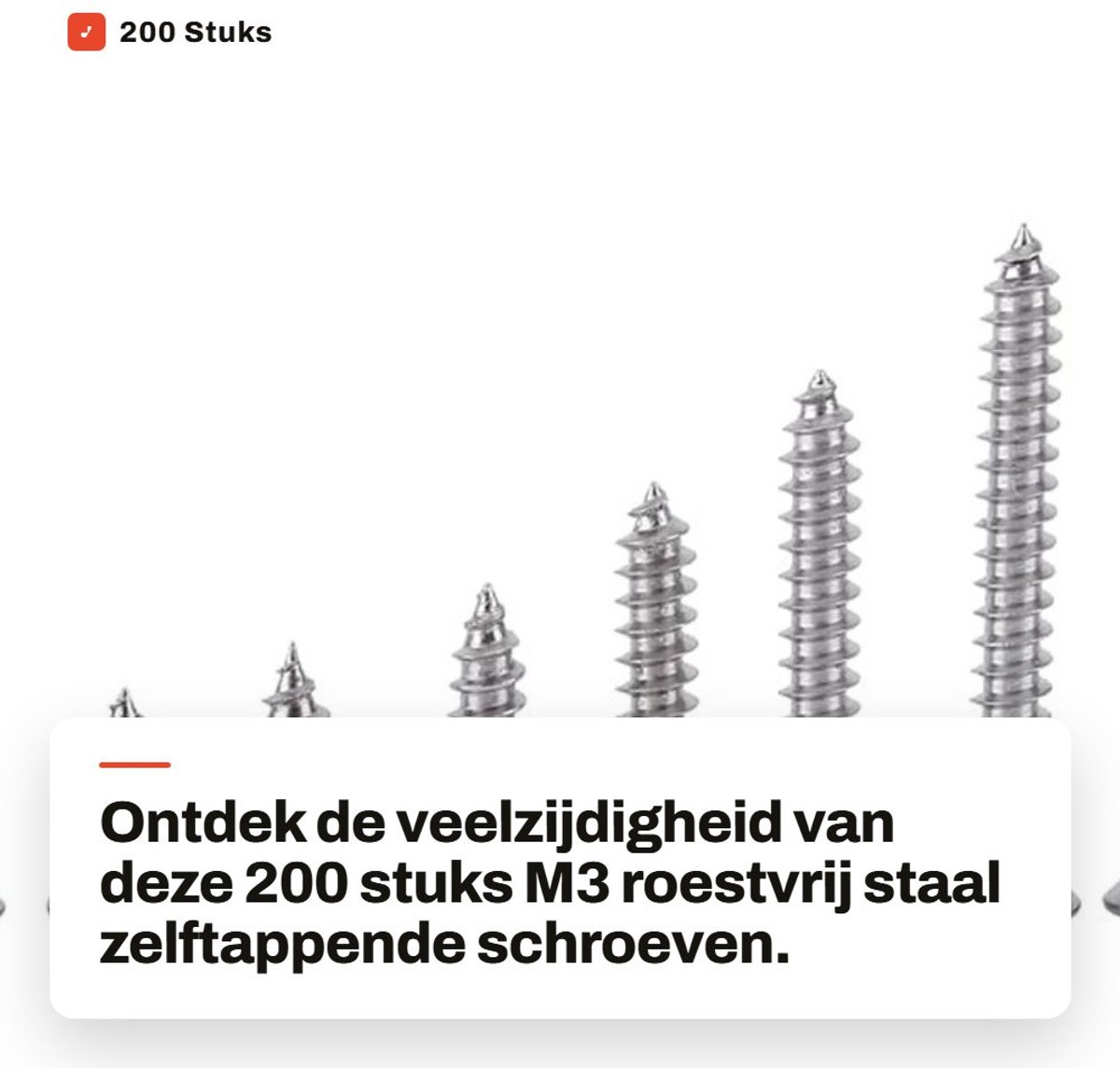 Dailygoods- Schroeven 200 Stuks - Zelftappende Schroeven - Roestvrij Staal - Assortiment Kit - 8 Maten - 3 Koptypes - Voor Hout/Metaal - Bevestigingsmiddelen