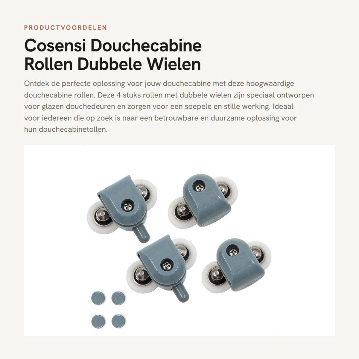 Dailygoods- Douchecabine Rollen 25 mm - Dubbele Wielen - Slijtvast en Duurzaam - Geluidsloos - Eenvoudige Installatie - Geschikt voor Glazen Deuren - Schuifdeurrollen