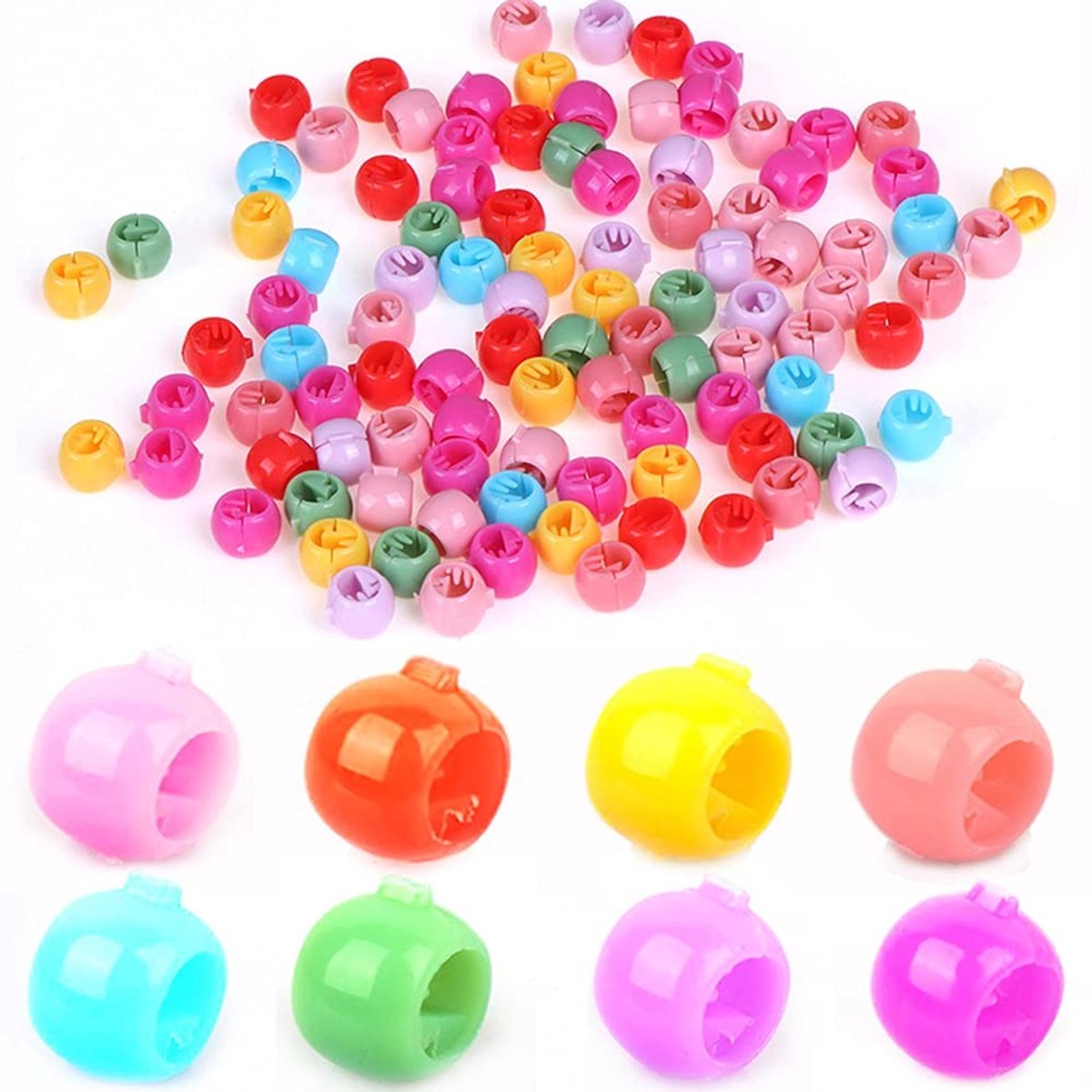 Dailygoods- Haarklemmen 200 Stuks - Mini Haarclips - Kunststof - Kleurrijke Parels - Snoepkleur - 1,1 x 1,1 x 0,85 cm