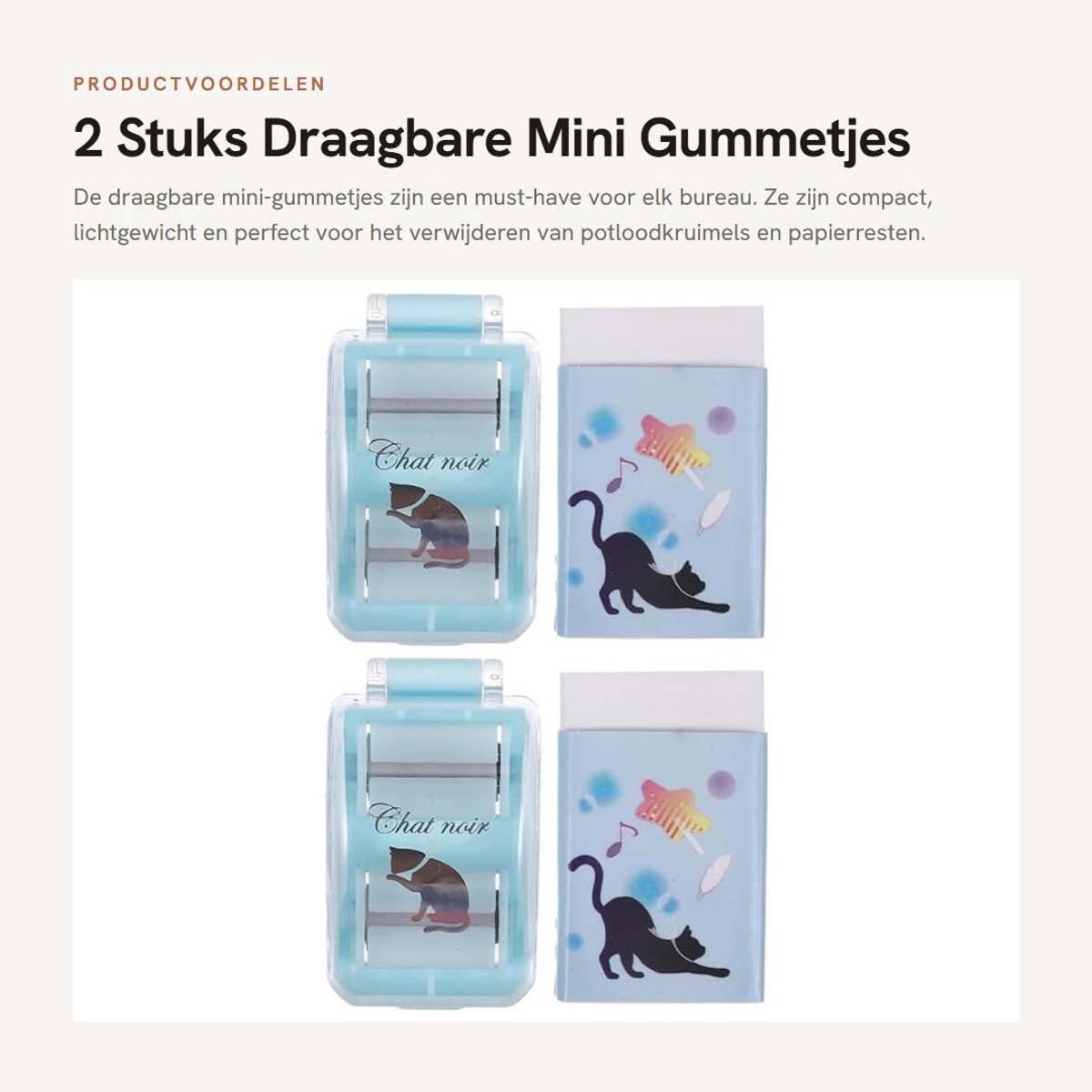 Dailygoods- Kruimelverzamelaar 2 Stuks - Draagbare Mini-Gumreiniger - Compact - Lichtgewicht - Kunststof/IJzer - Voor Kantoor/Huishouden - Bureau-reiniger