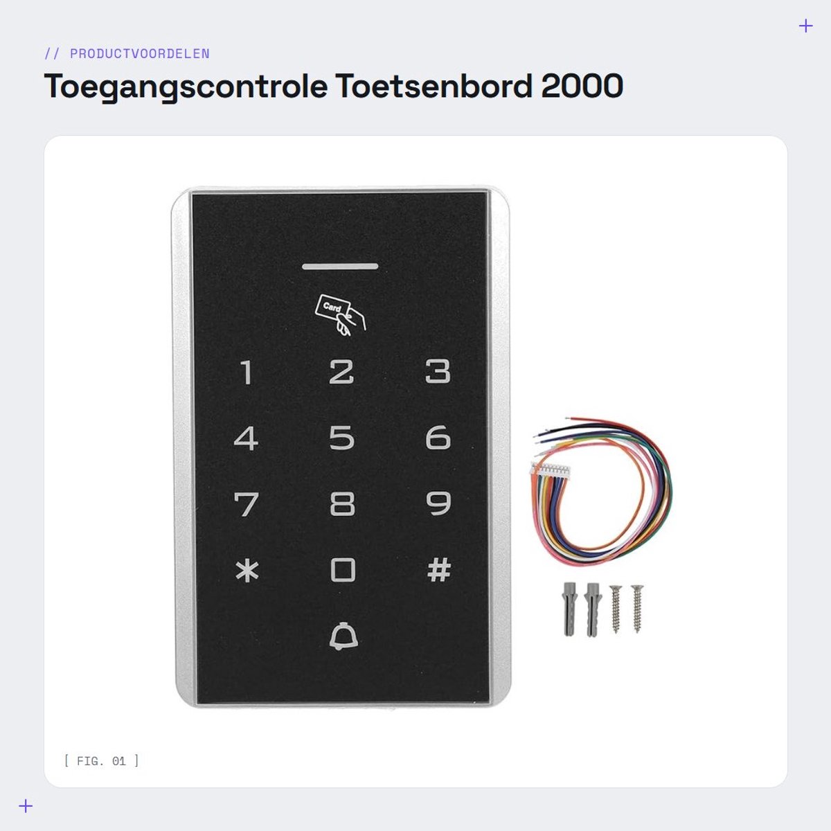Dailygoods- Toegangscontrole Toetsenbord 2000 Gebruikers - Toegangspoort - Deurslot met Code - Toegangscontrolesysteem - Touch Key-functie - Duurzaam Materiaal