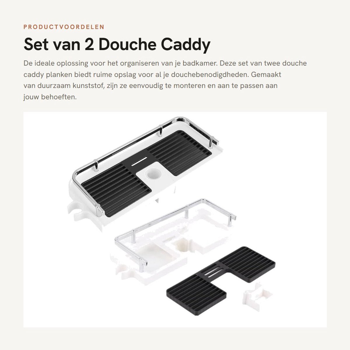 Dailygoods- Douche Caddy Verstelbaar - Douche Plank - Opslag Plank - Organizer - Toilettas Houder - Zeepbak