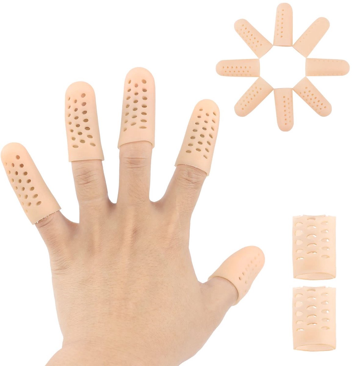 Dailygoods- Vingerbeschermers 10 Stuks - Ademend - Siliconen - Zacht - Herbruikbaar - Voedselveilig - Vingermoffen