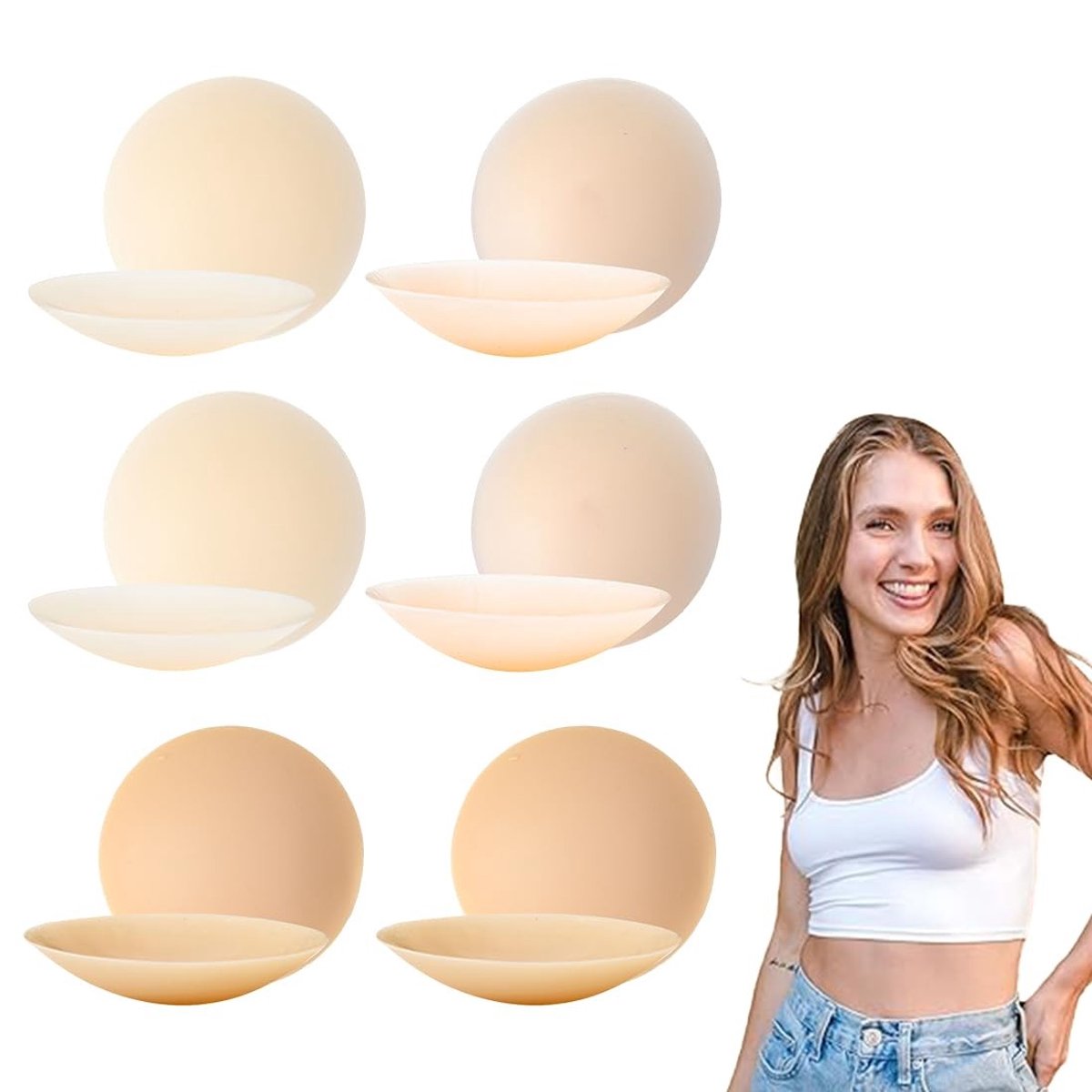 Dailygoods- Tepelafdekkingen 6 Paar - Ultradun - Herbruikbaar - Onzichtbaar - Zelfklevend - Siliconen 8 cm - Tepels