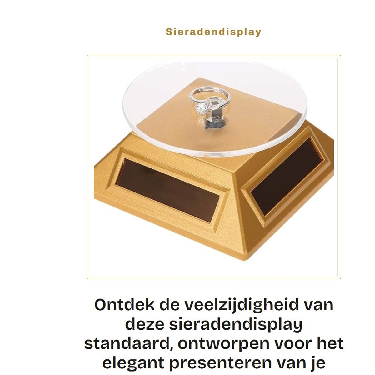Dailygoods- Sieradendisplay op zonne-energie - 360° Draaischijf - Roterende Standaard - Organizer voor Horloges/Mobiele Telefoons - Tentoonstelling voor Sieraden - Milieuvriendelijk Gebruik - Presentatiestandaard