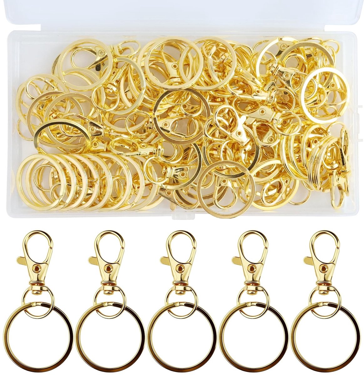 Dailygoods- Sleutelring Roestvrij Staal Klein - 55 Stuks - Karabijnhaak - Sleutelhanger - DIY Knutselen - Duurzaam Materiaal