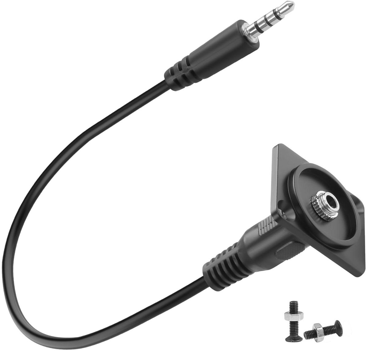 Hoofdtelefoon Adapter - Audio Verlenging - Paneel Montage - 4-polige TRRS - 25 cm - Zilver