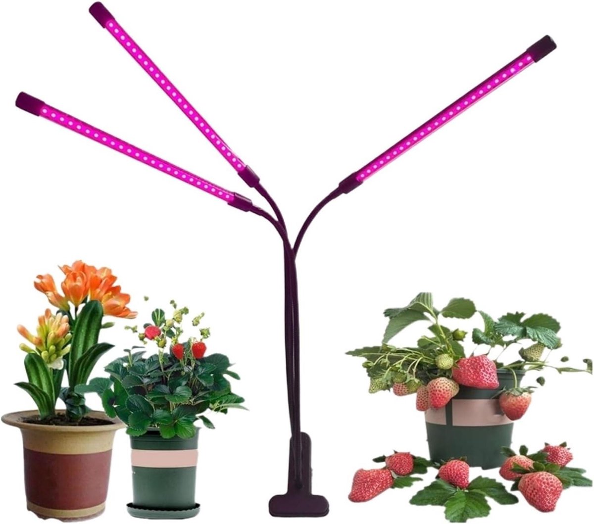 Plantenlamp - Kweeklamp Kamerplanten - Planten Binnen Kweken - Volledig Spectrum LED - 3 Koppen - Niet gespecificeerd