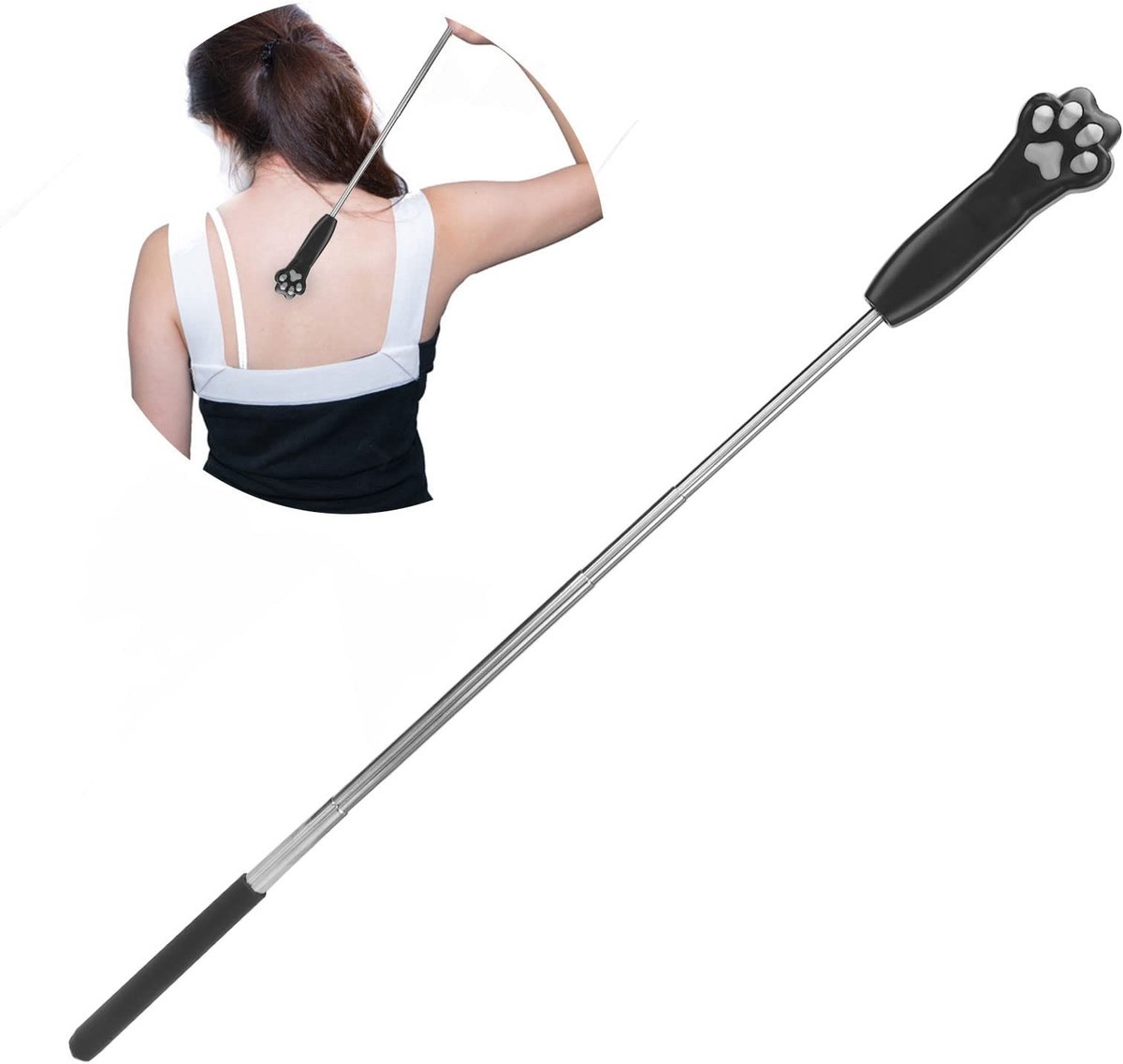 Telescopische Rugkrabber met Schattige Kattenklauw - RVS Massage Tool
